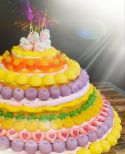 Gâteau de bonbons pastel